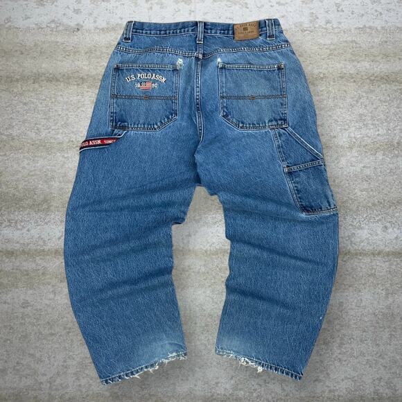 U.S. Polo Assn. Other - Vintage Skater Wide Leg Carpenter Jeans Polo Medium Wash Baggy Denim Y2K